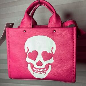 Betsey Johnson Hot Pink Skull Small Tote / Crossbody - New with tags